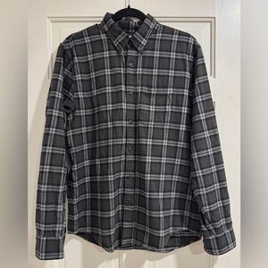 Abercrombie & Fitch Charcoal and Light Gray Plaid Soft Flannel Shirt